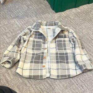 H&M Gray and Cream Checkered Jacket